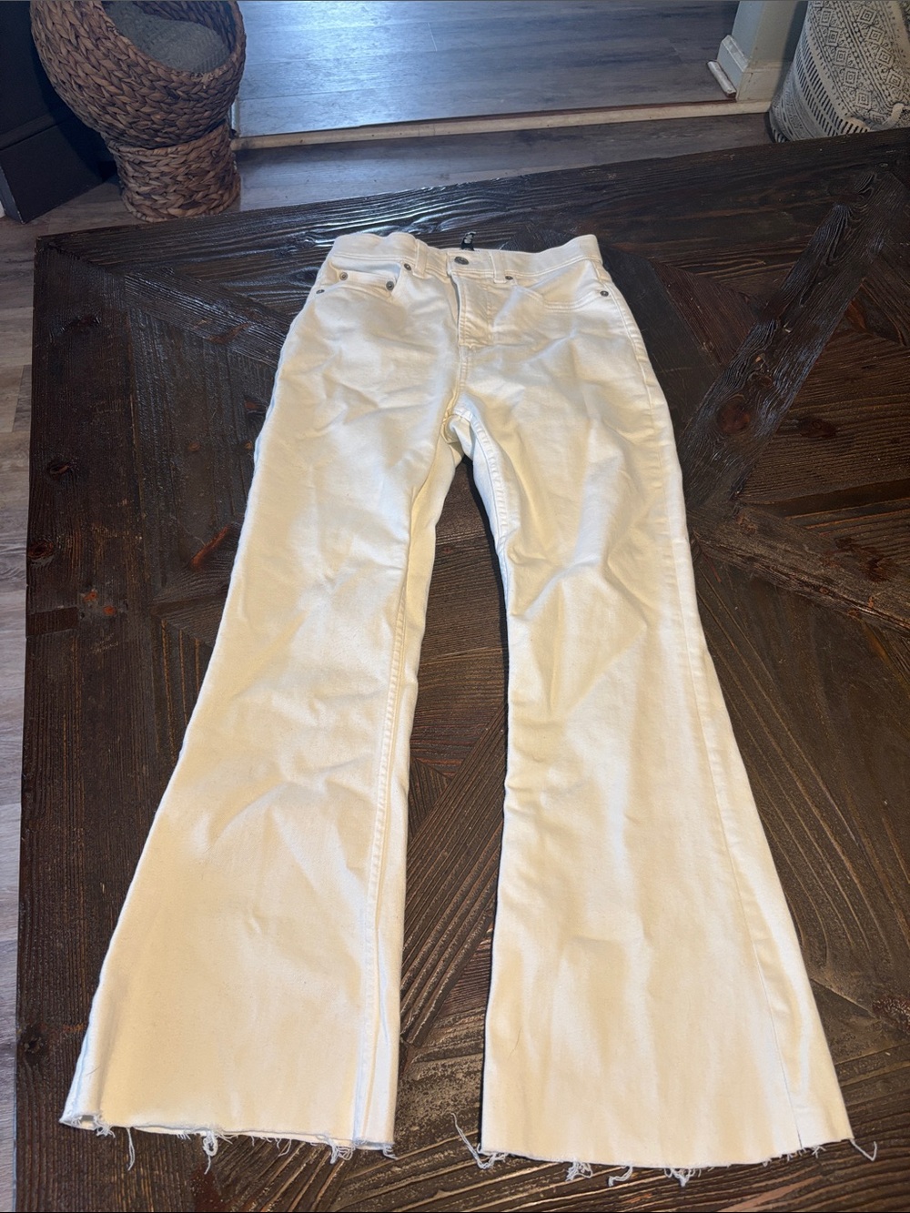 SPANX White Wide-Leg Flare Jeans